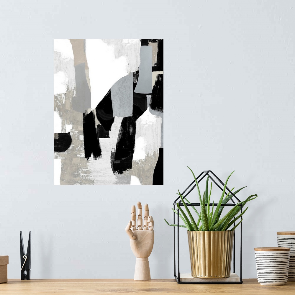 A bohemian room featuring Black And White Abstract 4
