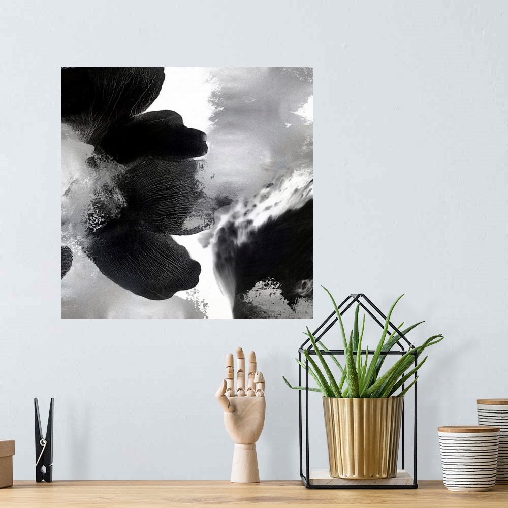 A bohemian room featuring Black And White Abstract IV