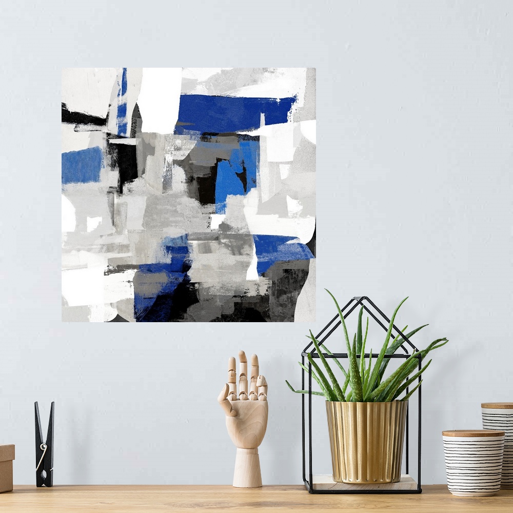 A bohemian room featuring Blue Brush Abstracts