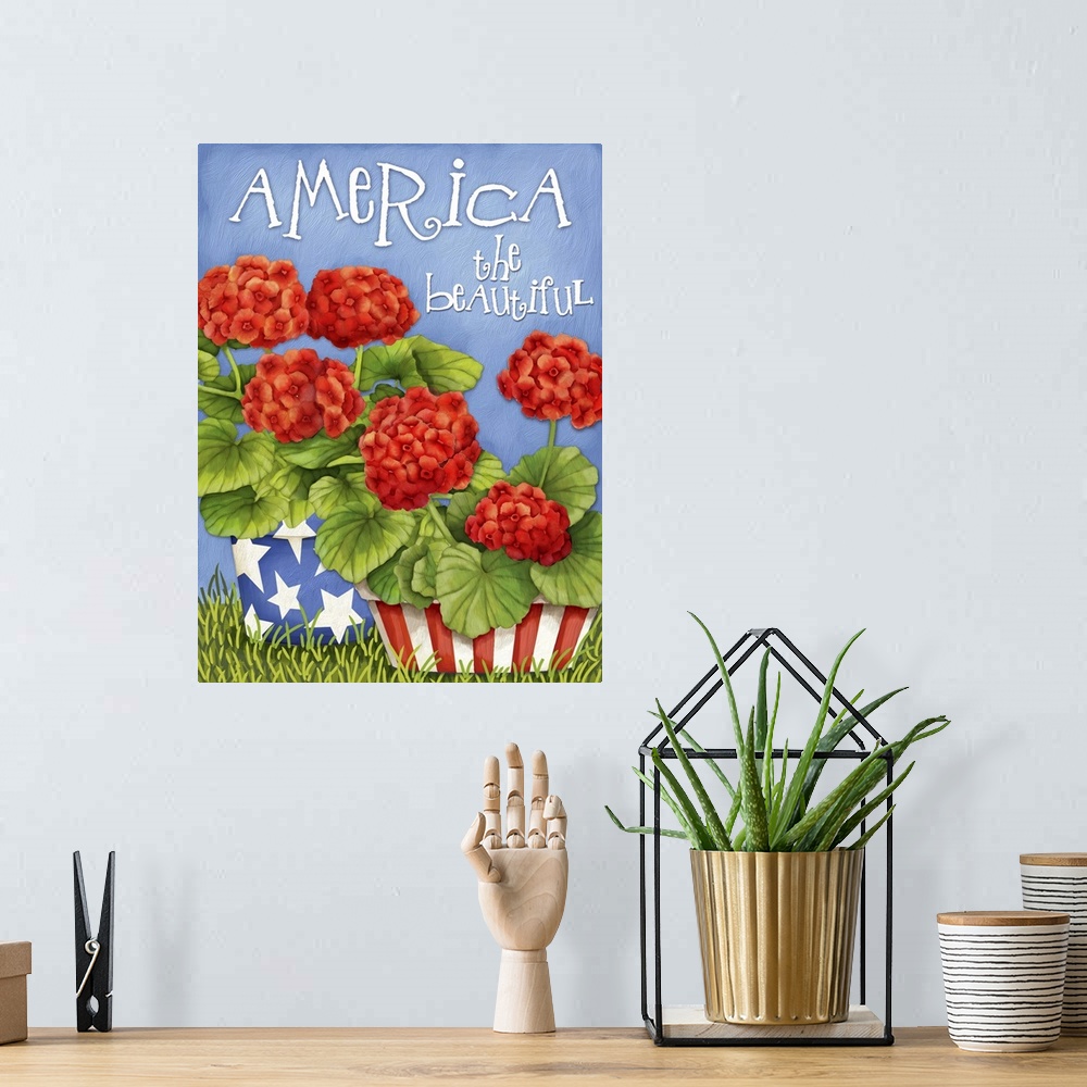 A bohemian room featuring Celebrate America with this lovely summer-themed piece of art