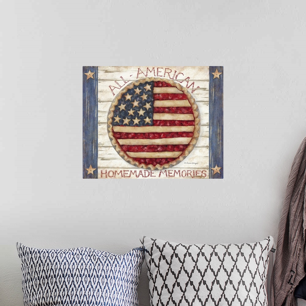 A bohemian room featuring American as Apple Pie!