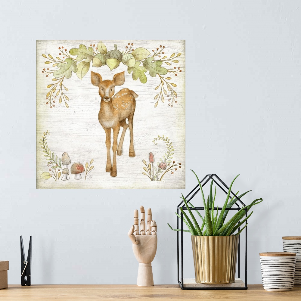 A bohemian room featuring Sweet woodland baby deer perfect for baby and child's room decor