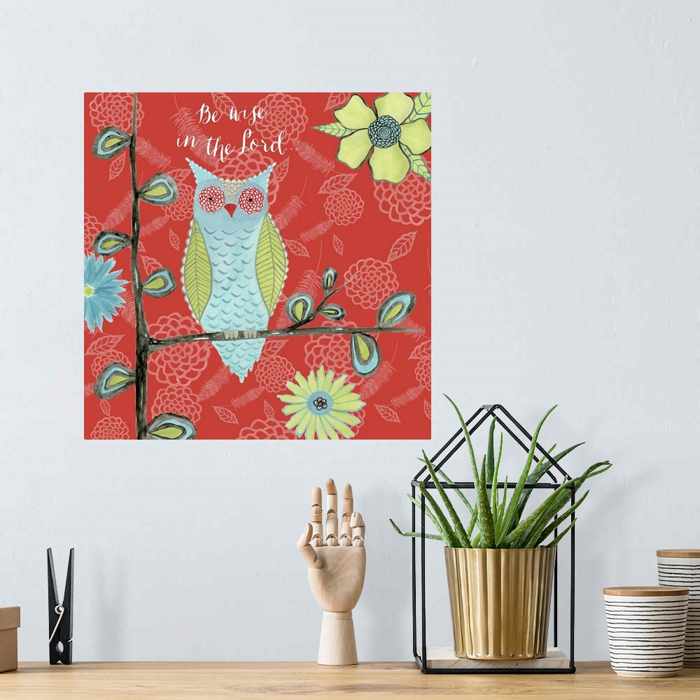 A bohemian room featuring Bright nature-themed art with meaningful sentiments