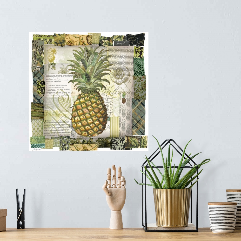 A bohemian room featuring Elegant pineapplethe symbol of hospitality.