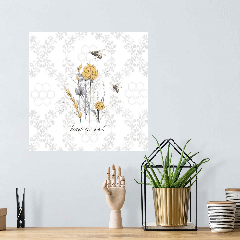 A bohemian room featuring A simple and sweet bee-themed image for your home accent.