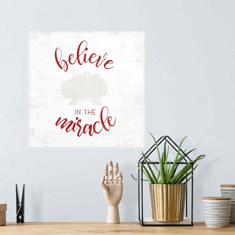 A bohemian room featuring Believe in the Miracle - Red