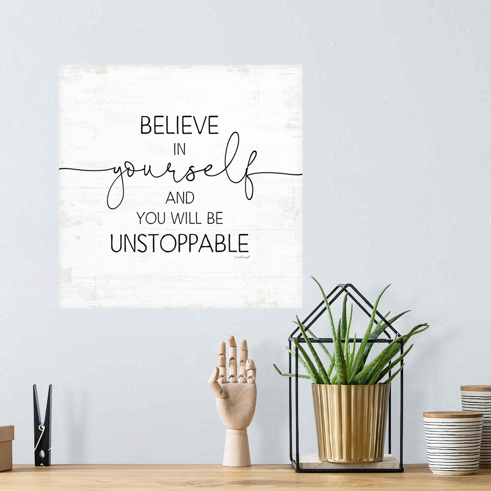 A bohemian room featuring Believe In Yourself