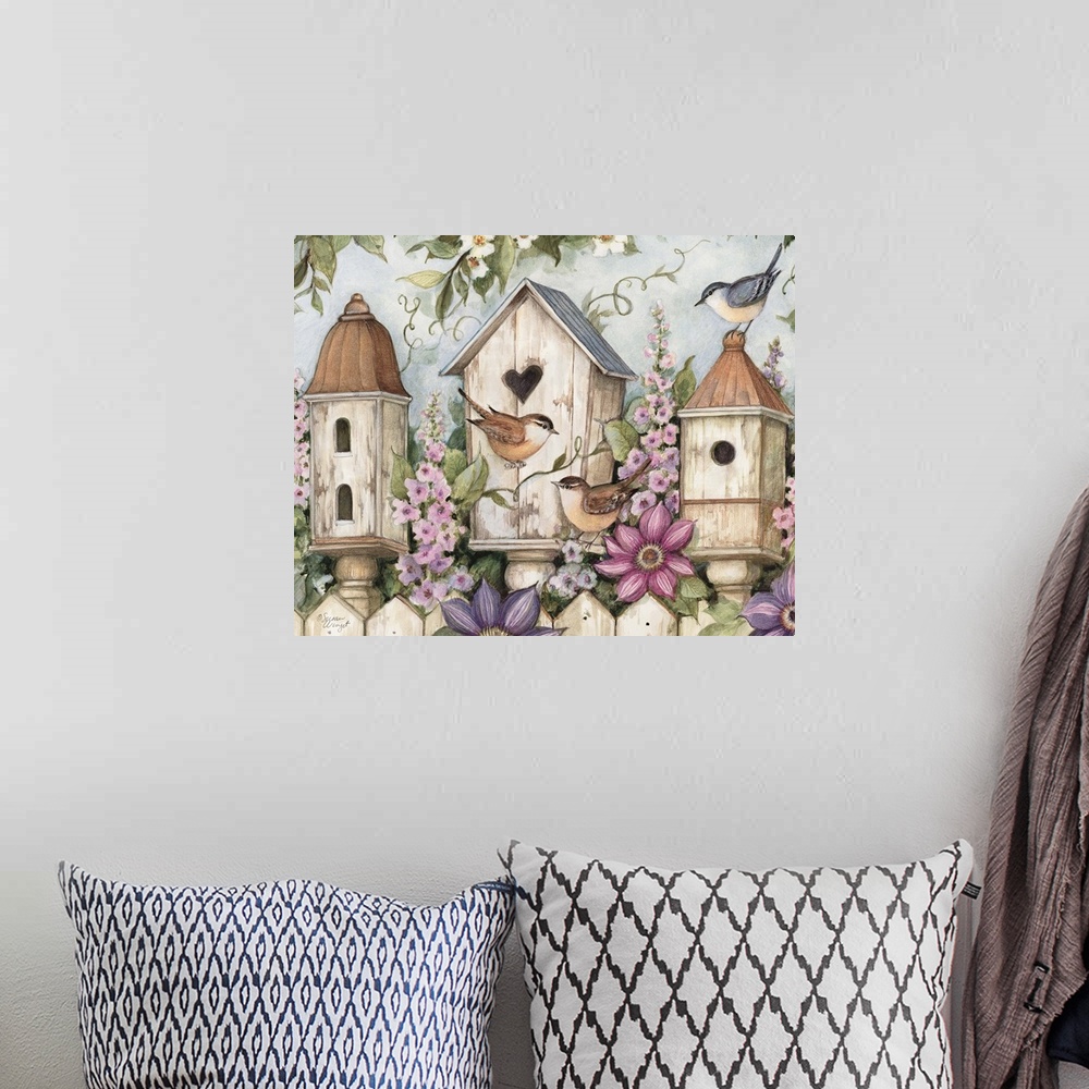 A bohemian room featuring Bring the outdoors in with this lovely trio of birdhouses