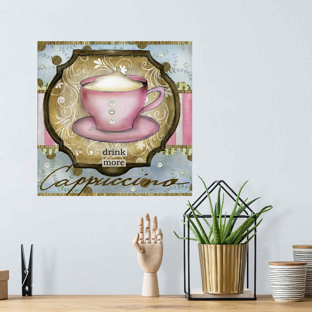 A bohemian room featuring Can one ever have enough Cappuccino?  Perfect for kitchen decor