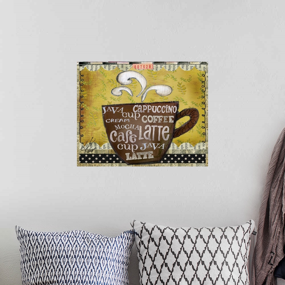 A bohemian room featuring Coffee addicts will love this coffee-themed art.