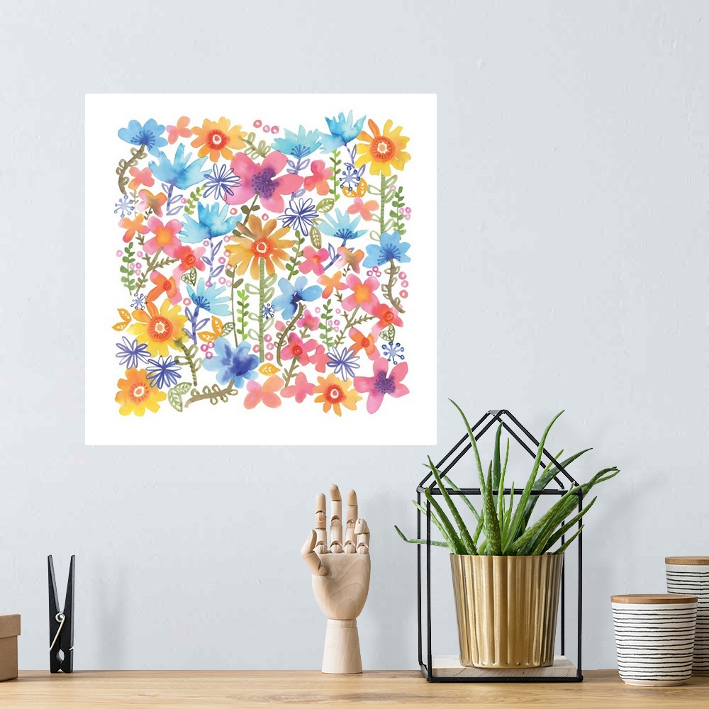 A bohemian room featuring These bright, splashy flowers add a colorful pop to your home decor!