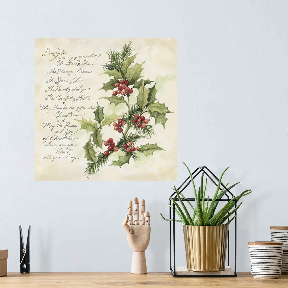 A bohemian room featuring A classic Christmas Holly evokes the holiday spirit