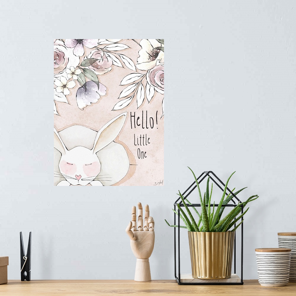 A bohemian room featuring This gently rendered watercolor animal design adds a soft gender-neurtal touch to baby decor.