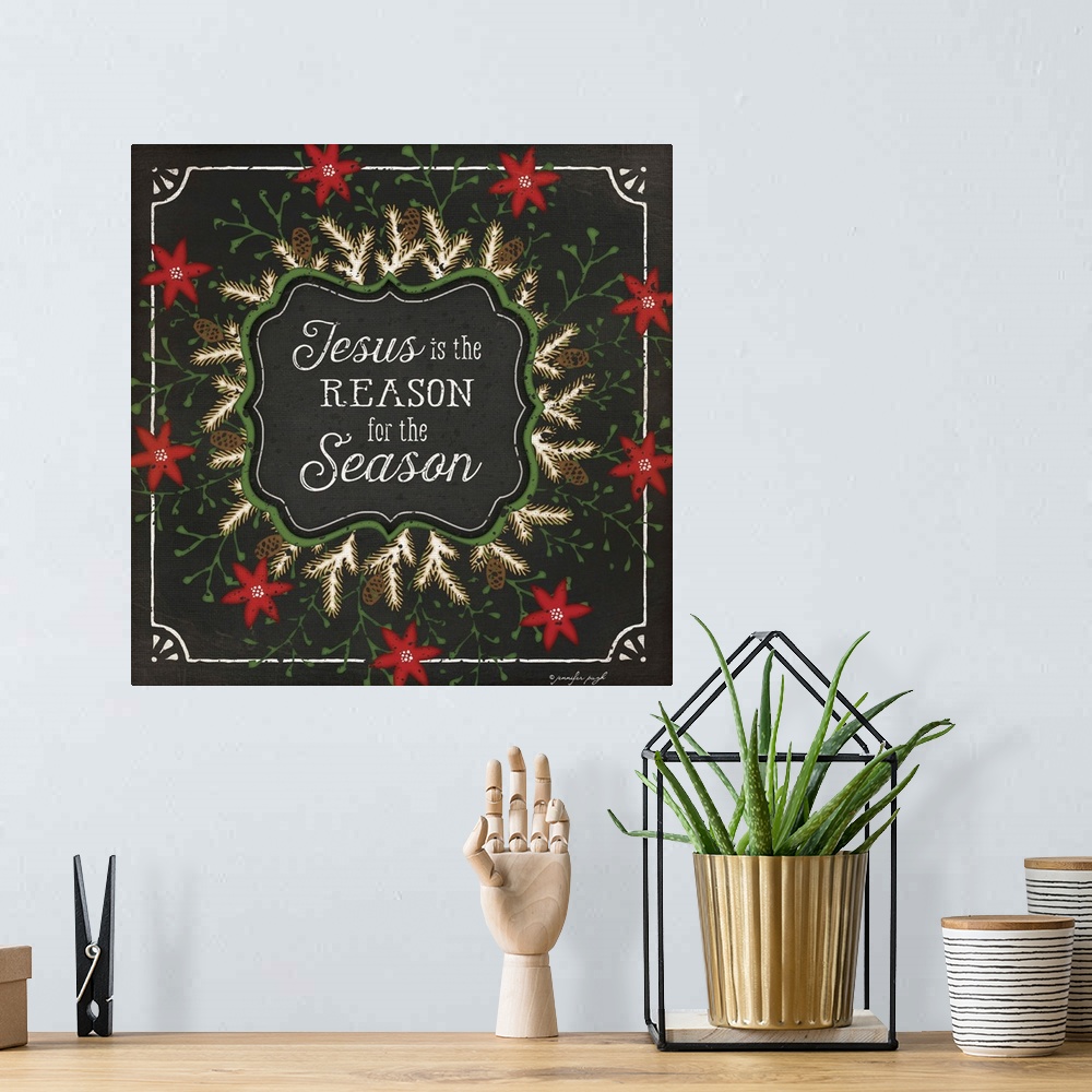 A bohemian room featuring Holiday themed home decor artwork.
