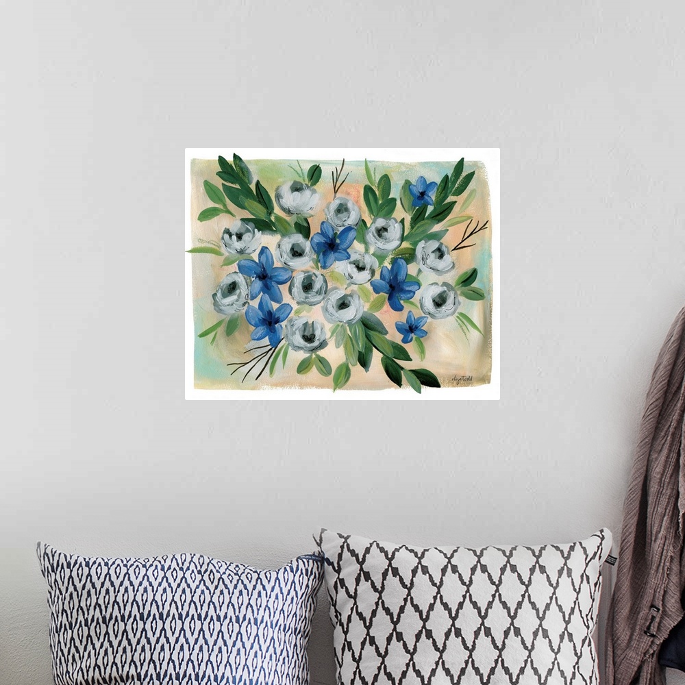A bohemian room featuring A loose floral spray that works in any home and any decor