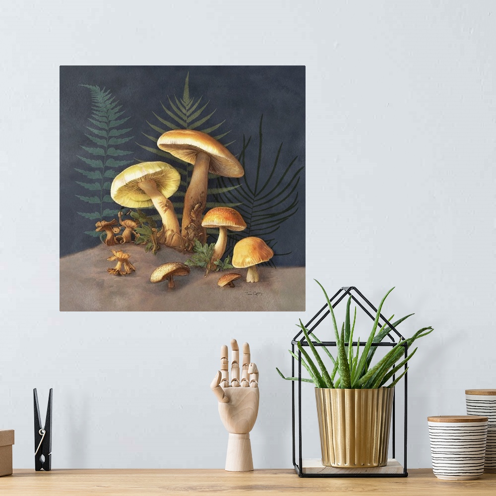 A bohemian room featuring This earthy depiction of the popular mushroom makes an impactful decor statement.