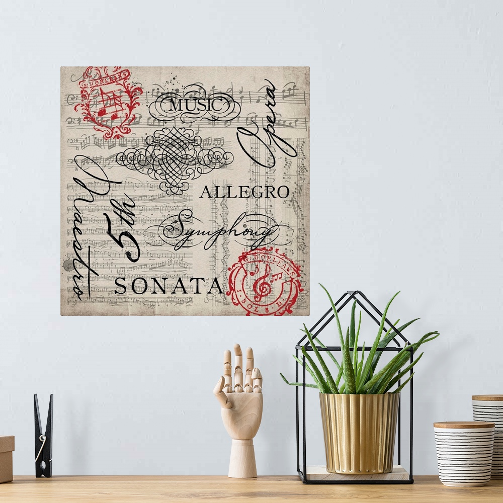 A bohemian room featuring Music lovers will delight in this lyrical sheet music wall decor.