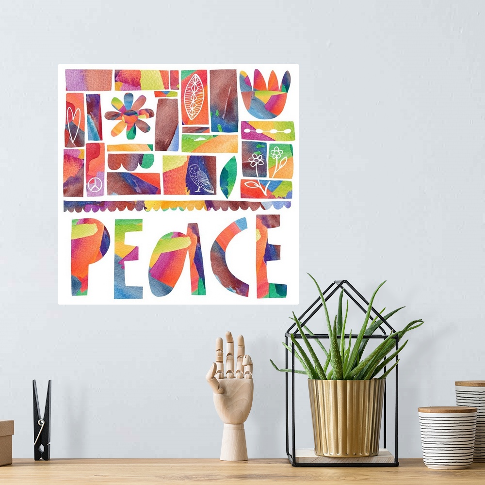 A bohemian room featuring Bold and impactful message art!  PEACE