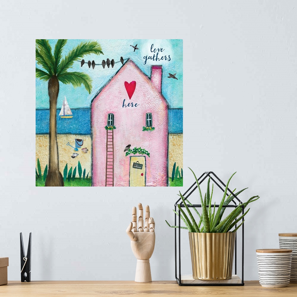 A bohemian room featuring Pastel beach home is a fun, whimsical reminder of all the colors of the beach.