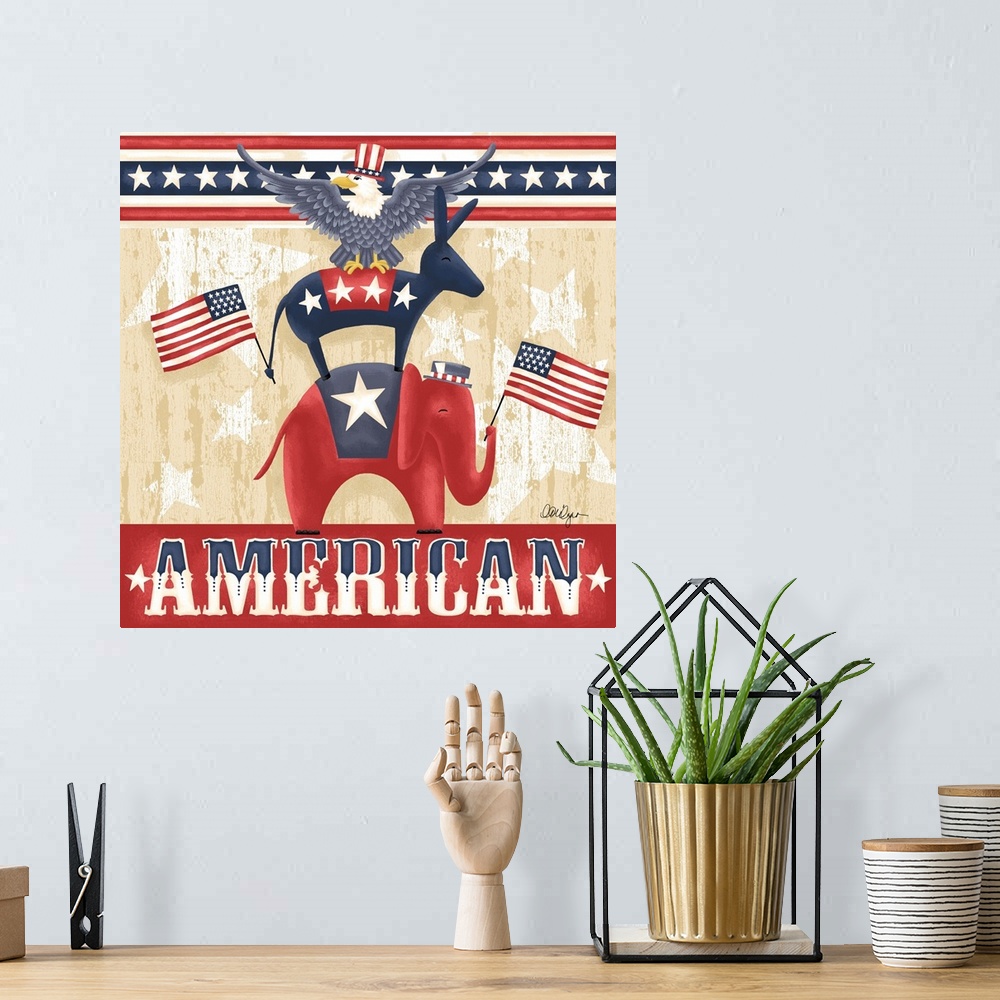 A bohemian room featuring Celebrate America and our freedoms with this election-inspired art!