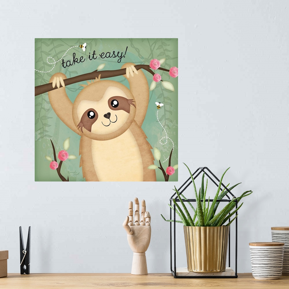 A bohemian room featuring Take It Easy Sloth