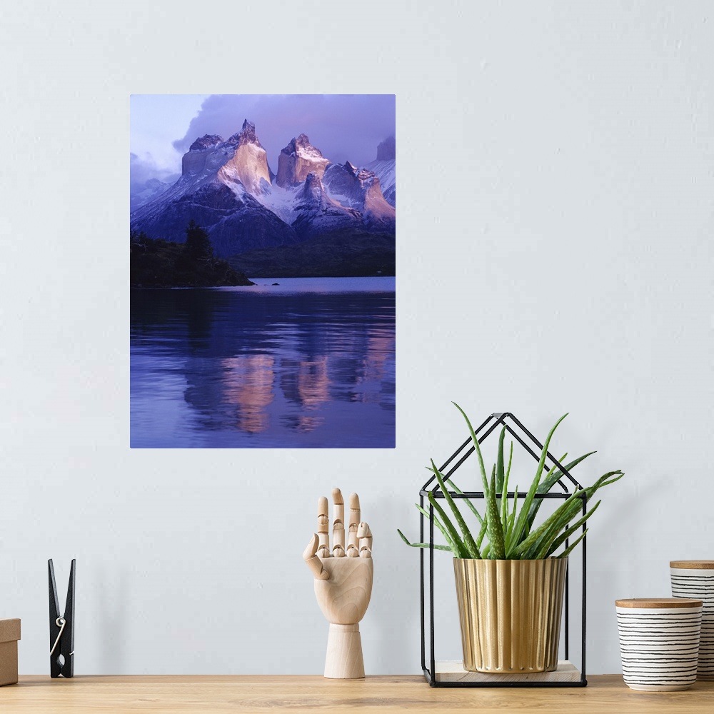 A bohemian room featuring Cuernos del Paine, Sunrise on Cuernos (Horns) del Paine, Torres del Paine National Park, near Pue...