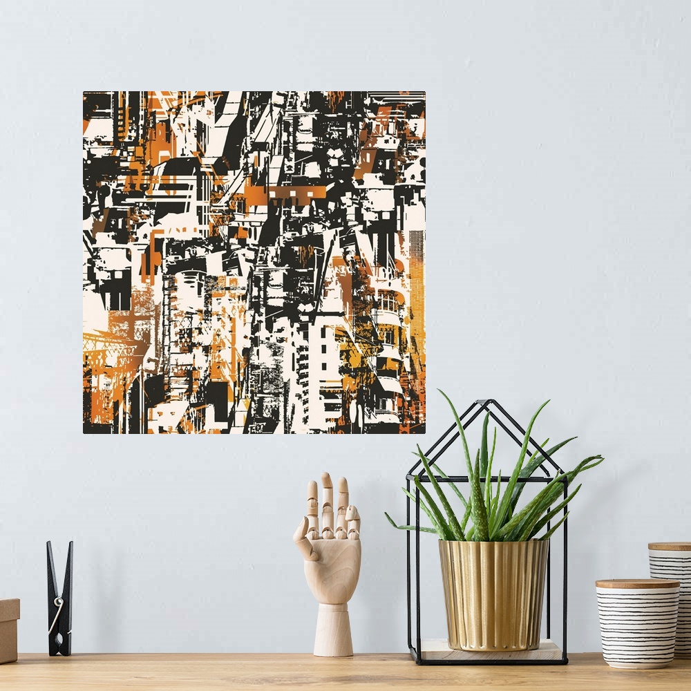 A bohemian room featuring Abstract Urban City