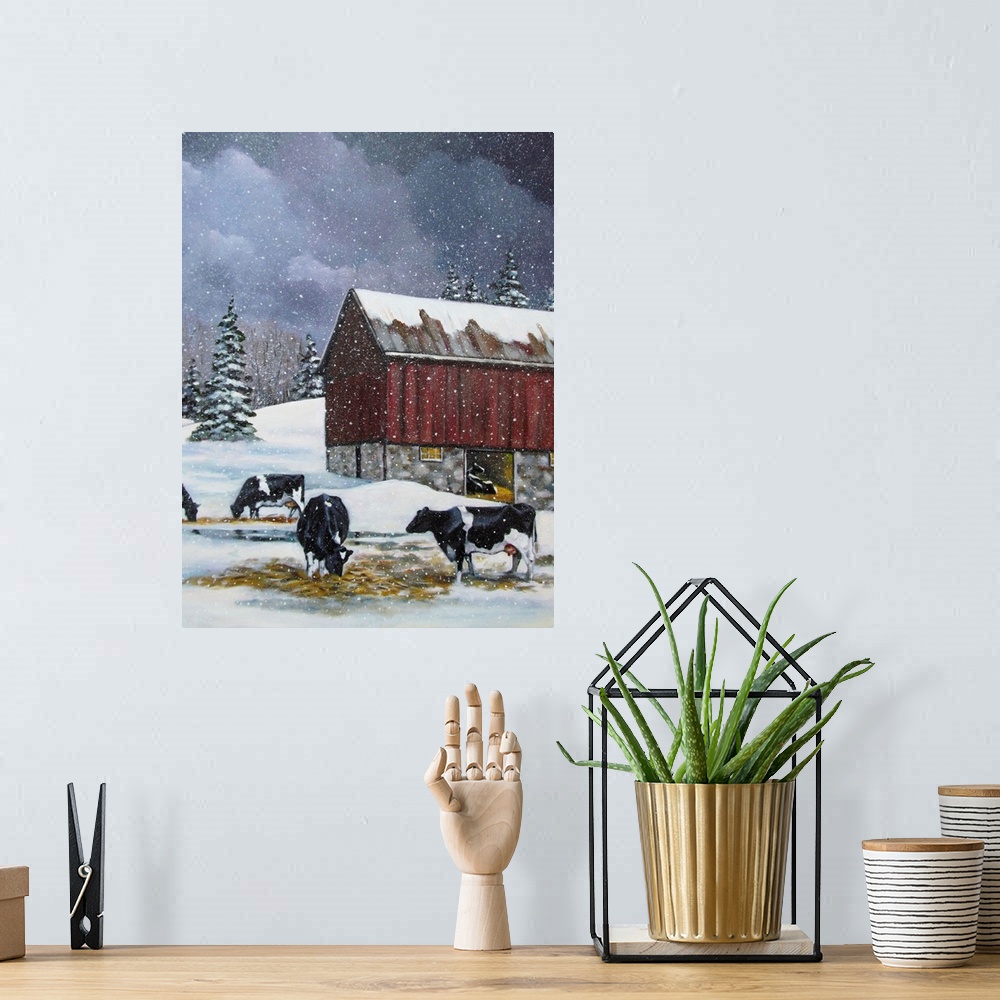 A bohemian room featuring Holstein Cows In Snow