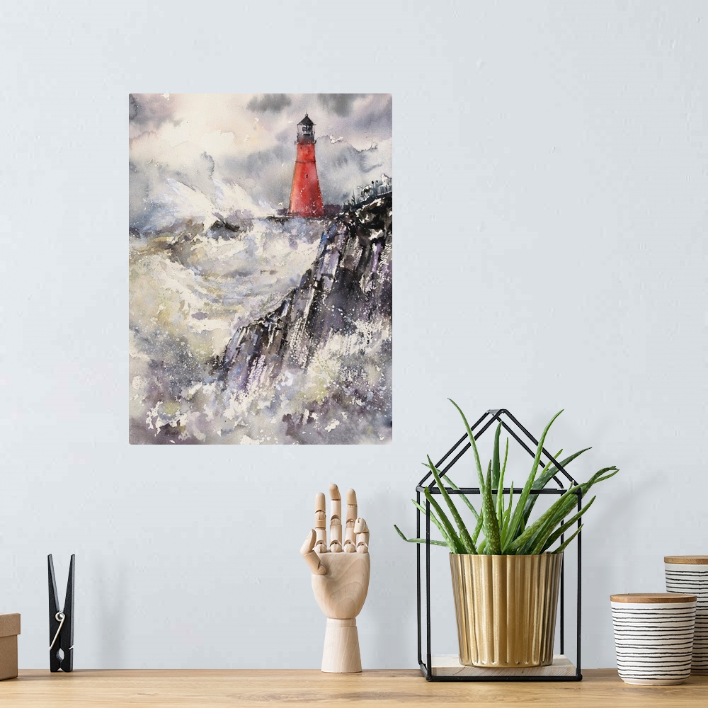 A bohemian room featuring Lighthouse In Stormy Landscape