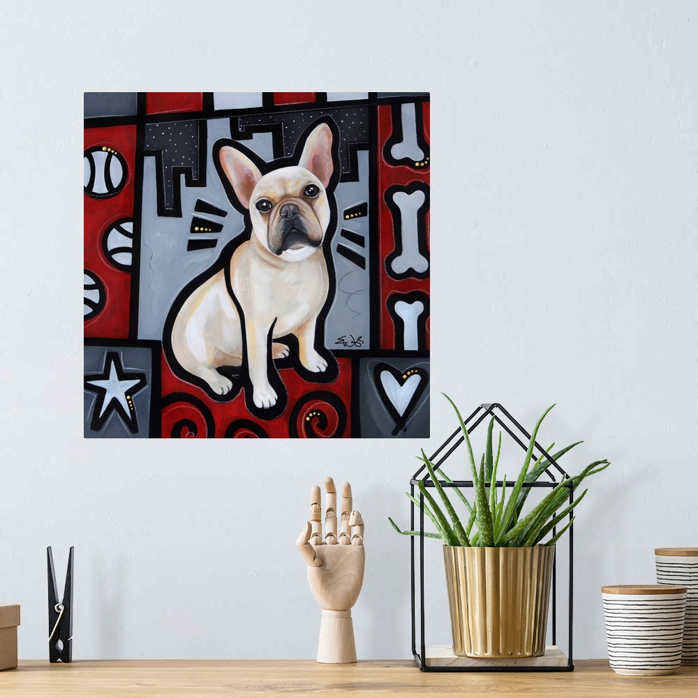 A bohemian room featuring French Bulldog Pop Art