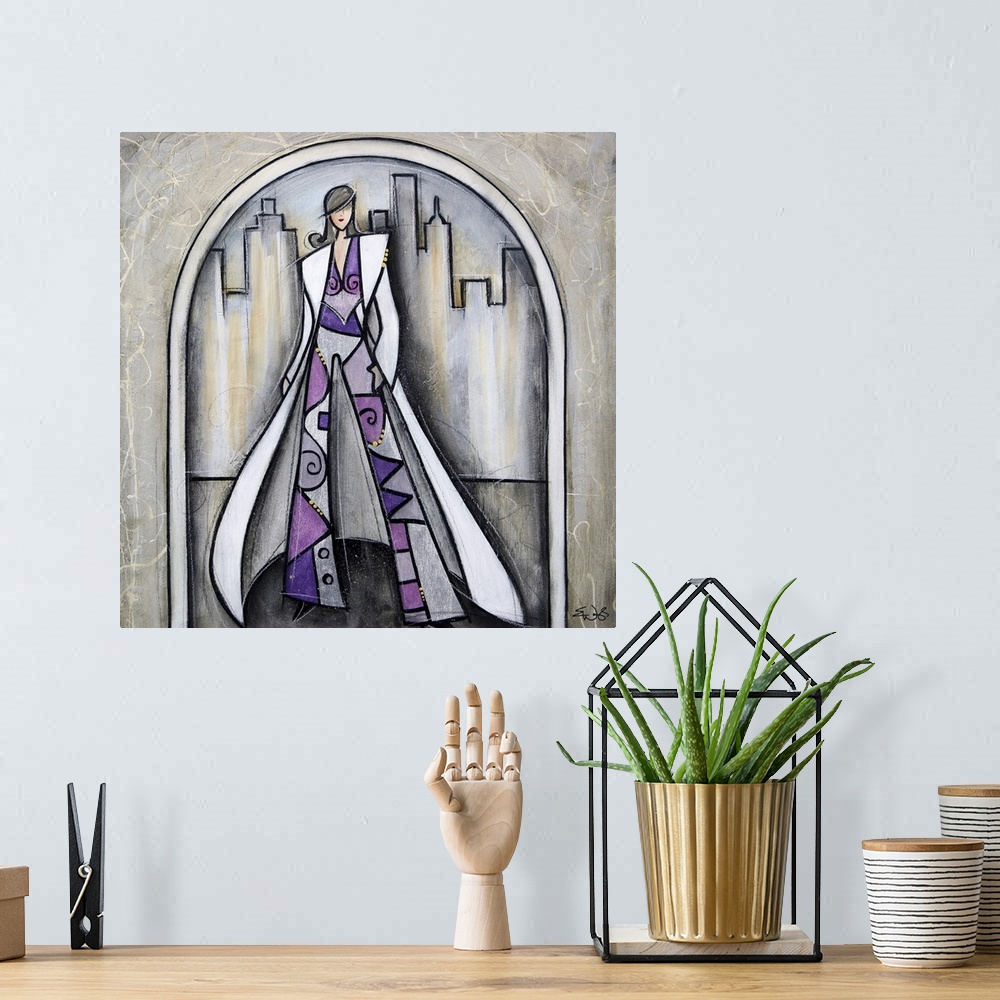 A bohemian room featuring Purple pant suit in the city