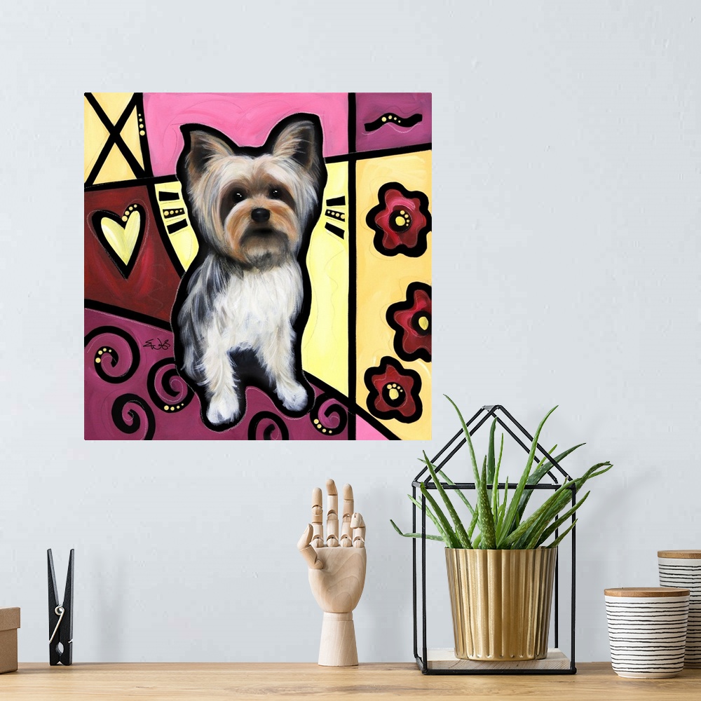 A bohemian room featuring Yorkshire Terrier Pop Art