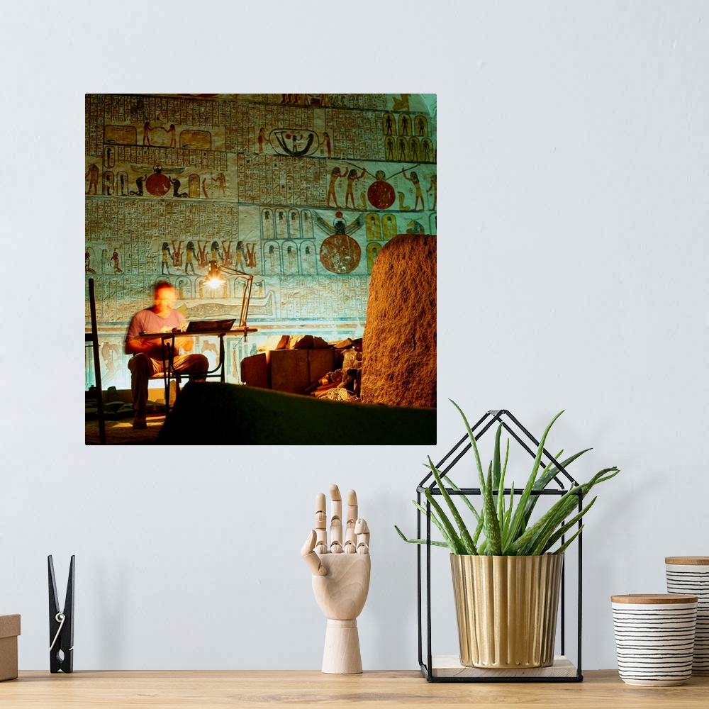 A bohemian room featuring Africa, Egypt, Thebes, Luxor, Tomb of Ramses VI, archaeologist
