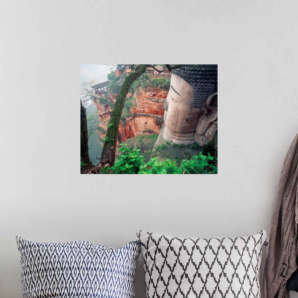 A bohemian room featuring China, Sichuan, Giant Buddha of Leshan, the largest buddha of the world carved on Emei Shan (sacr...