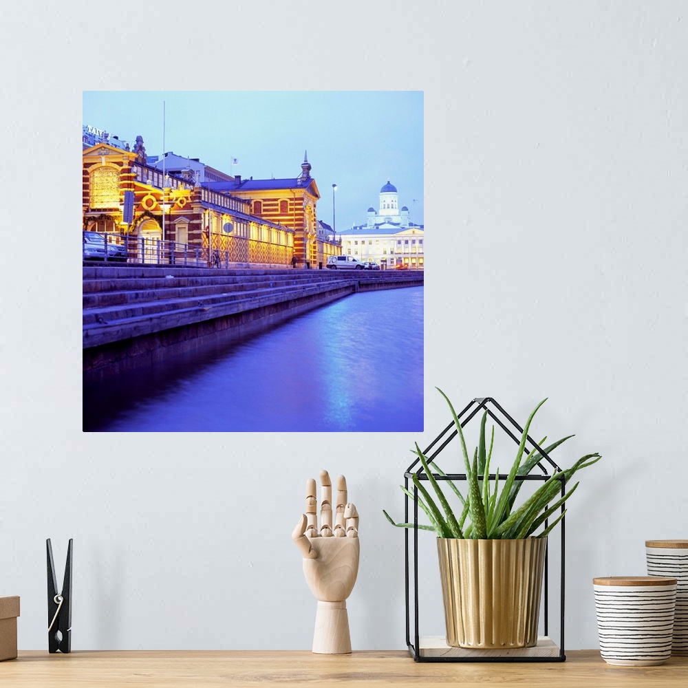 A bohemian room featuring Finland, Etel..-Suomi, Scandinavia, Helsinki, South harbour, the old indoor market, town hall and...