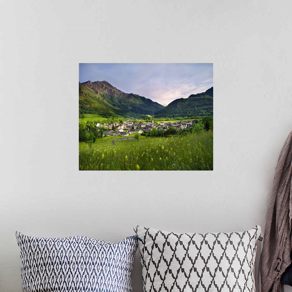 A bohemian room featuring France, Midi-Pyrenees, Hautes-Pyrenees, Arrens-Marsous, View of the town