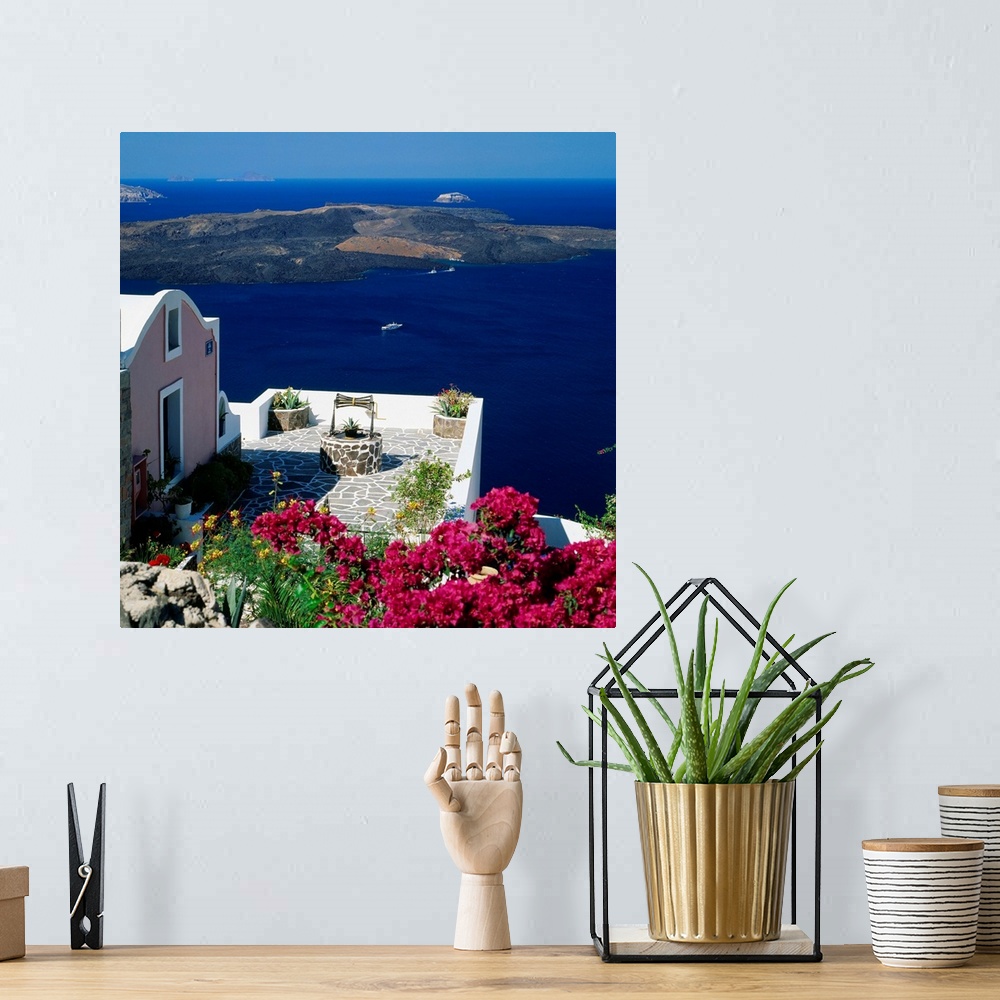 A bohemian room featuring Greece, Cyclades, Santorini, View towards the crater