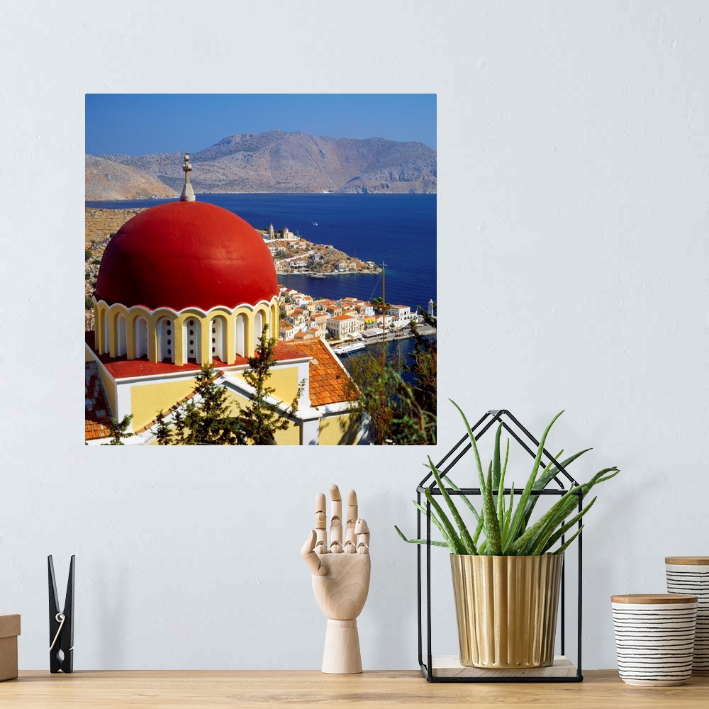 A bohemian room featuring Greece, Dodecanese, Symi, Gialos, view towards the harbor