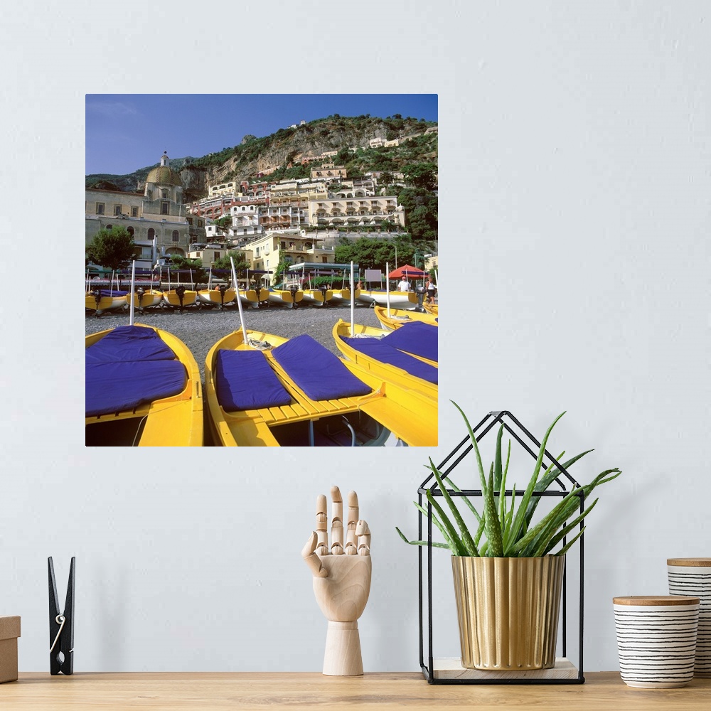 A bohemian room featuring Italy, Campania, Positano, Amalfi coast, beach and town