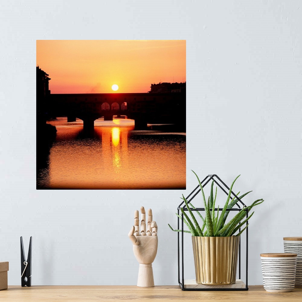 A bohemian room featuring Italy, Florence, Ponte Vecchio at sunset