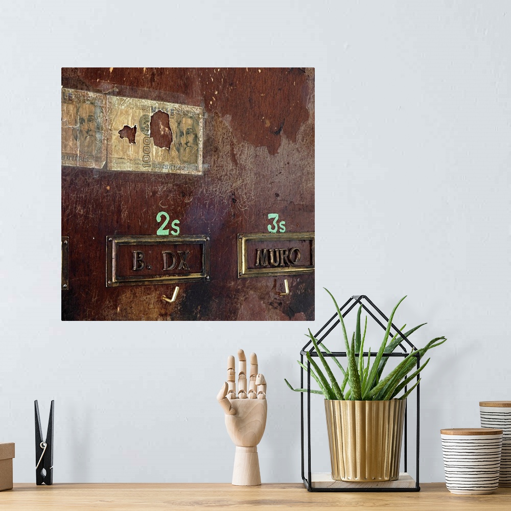 A bohemian room featuring Italy, Lombardy, Milan, Old Italian money on the wall of a bar