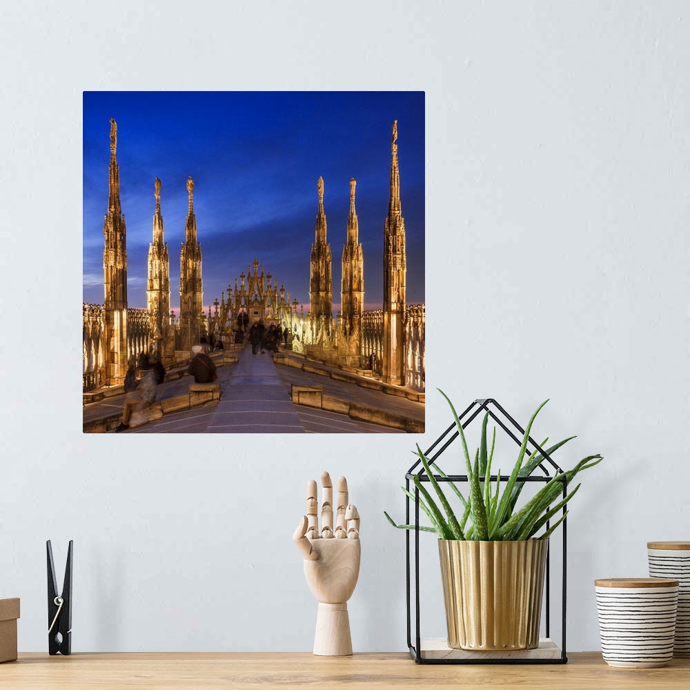 A bohemian room featuring Italy, Lombardy, Milano district, Milan, Piazza Duomo, Milan Cathedral, Cathedral Terrace.