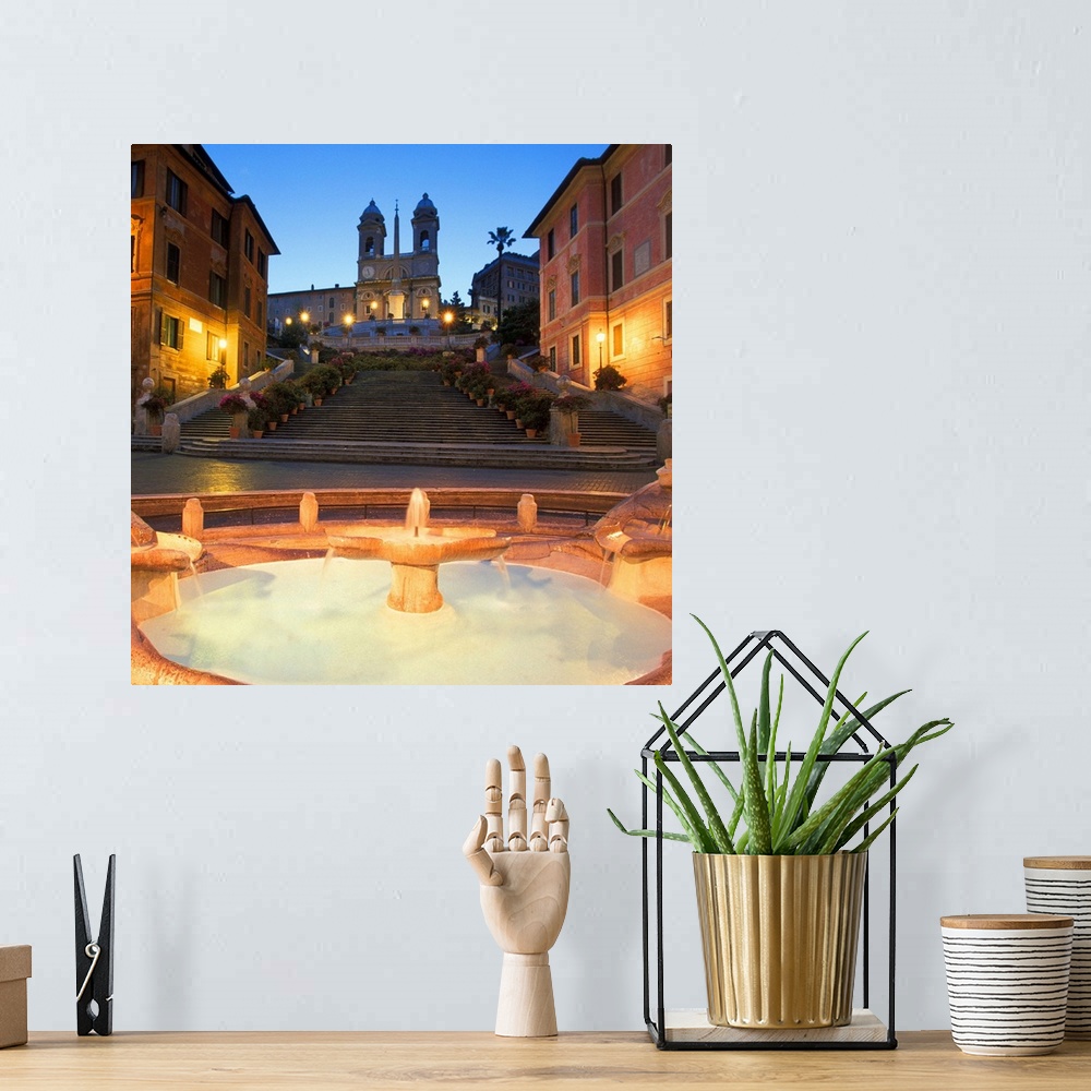 A bohemian room featuring Italy, Rome, Spanish Steps and Fontana della Barcaccia in the foreground