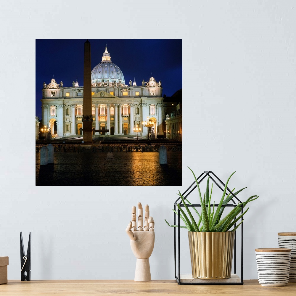 A bohemian room featuring Italy, Rome, St. Peter's Square and Saint Peter's Cathedral, night