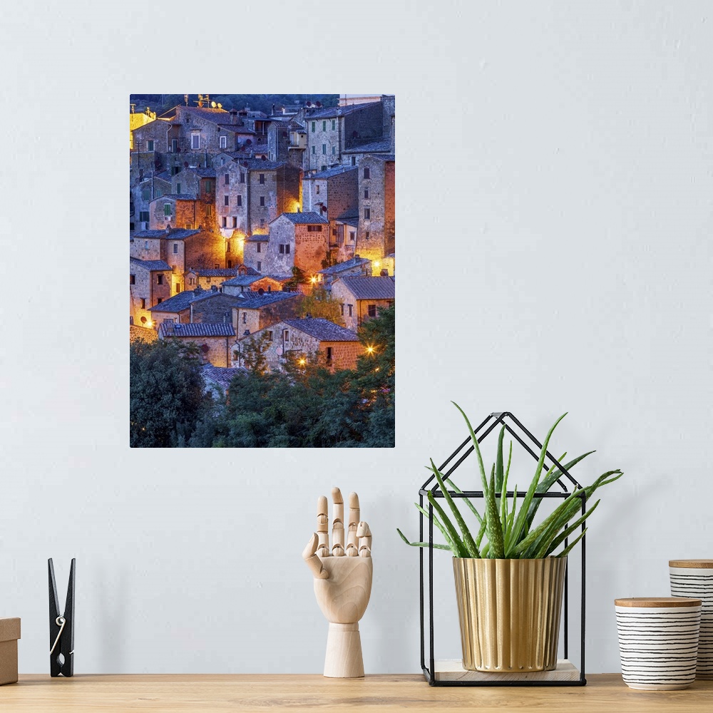 A bohemian room featuring Italy, Tuscany, Grosseto district, Maremma, Sorano, View of the historic center of the village pe...