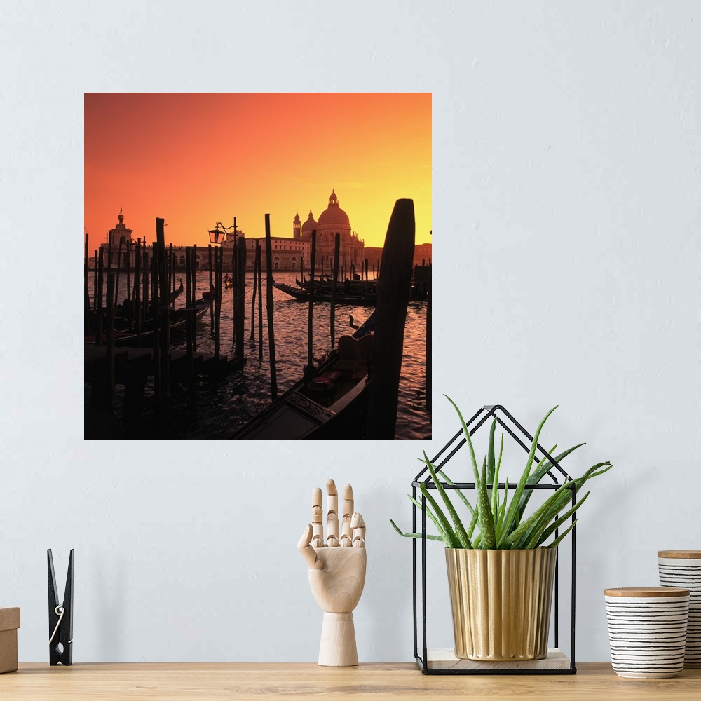 A bohemian room featuring Italy, Venice, Canal Grande at sunset and the Church of Santa Maria della Salute