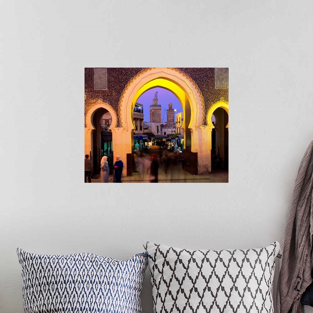 A bohemian room featuring Morocco, Fez, Bab Boujeloud, looking through into the Medina