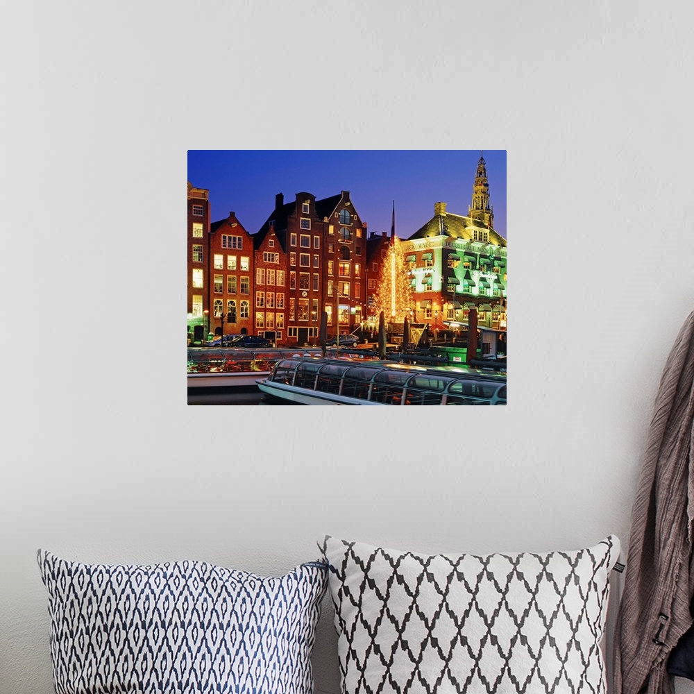 A bohemian room featuring Netherlands, Amsterdam, Benelux, Houses along Damrak canal