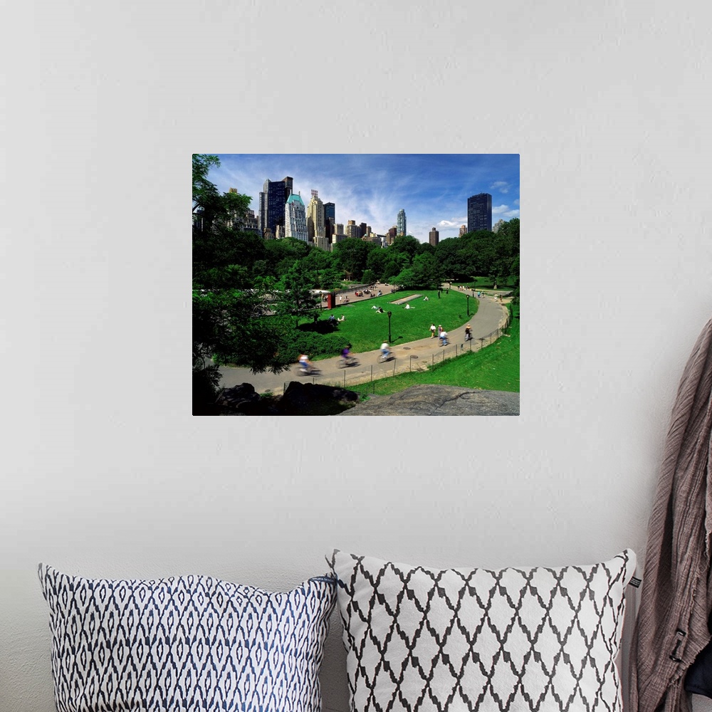 A bohemian room featuring New York City, Central Park, bicycle riders