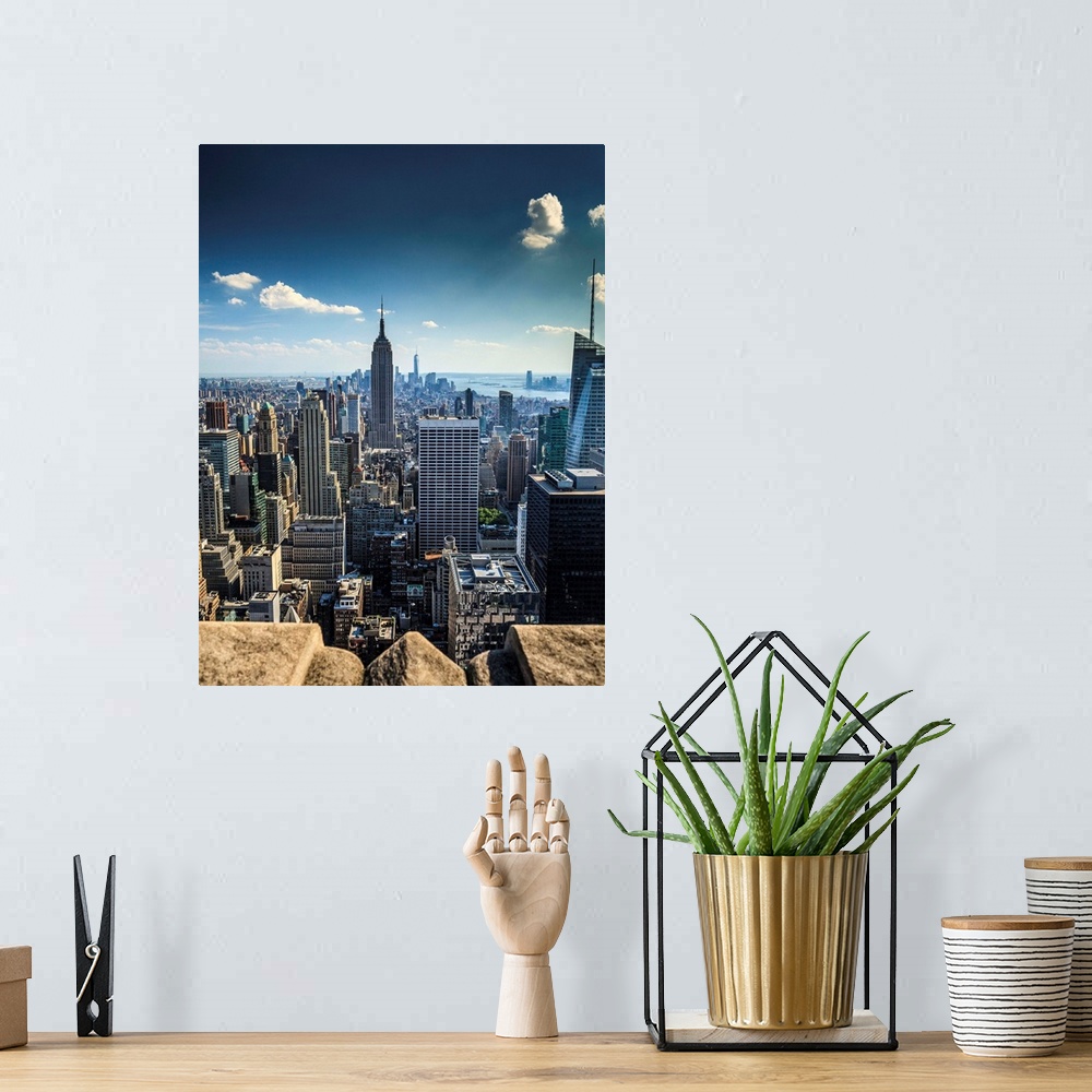 A bohemian room featuring New York, New York City, Manhattan, Rockefeller Center, Midtown cityscape from Top of the Rock wi...